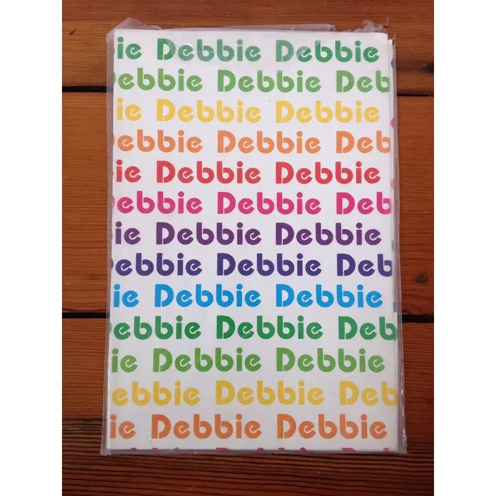 Vtg 80s Graphic Name Debbie Rainbow Colored Birthday Wrapping Paper 1982 Mark I
